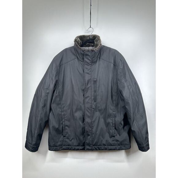 Marc New York Andrew Marc Sz XL Black Insulated Jacket Coat Fur Collar & Trim
